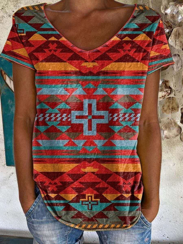 Ethnic style summer western style daily t-shirt