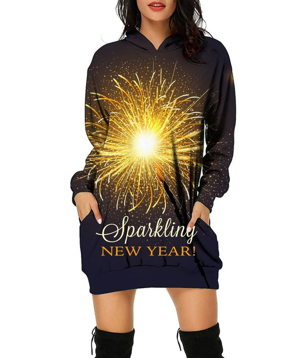 Happy new year Fireworks printed top with hat