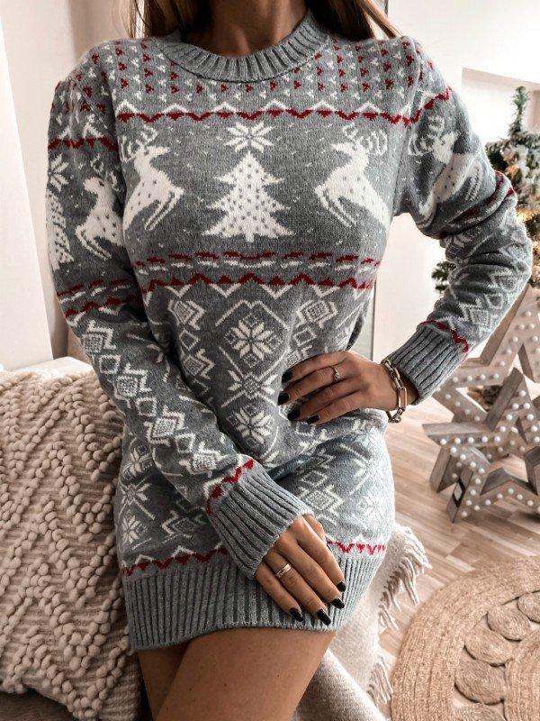 Sexy tight christmas printed sweater dress