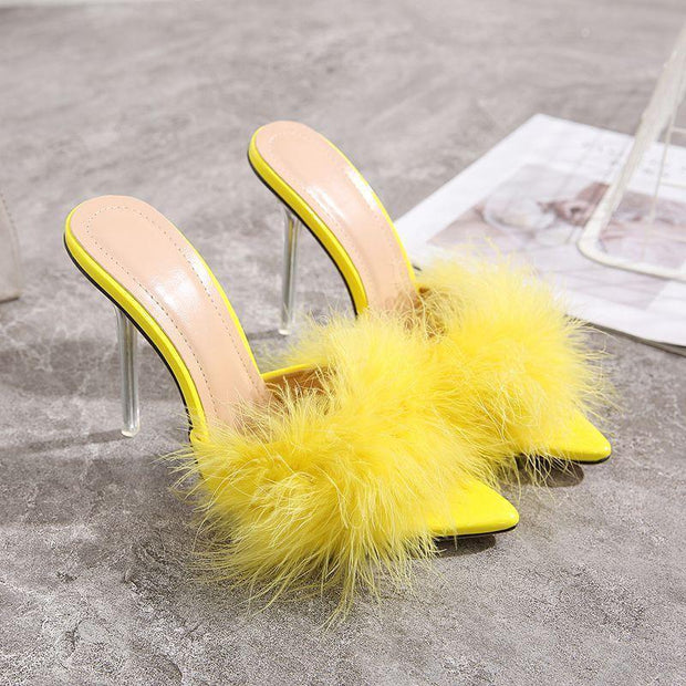 Sexy pointed head floss decorated high heel sandal shoes