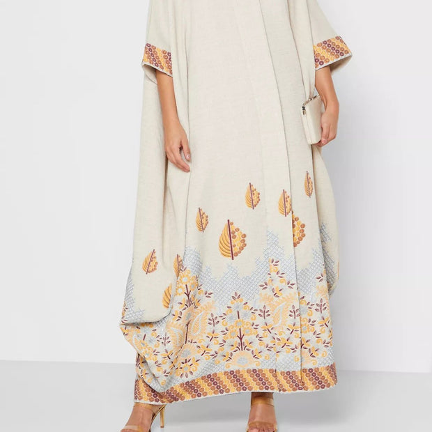 Printed loose simple and elegant abaya
