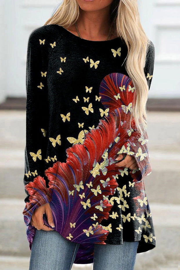 Gold butterfly printed shirt