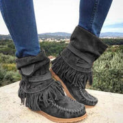 Winter pure color tassels boot