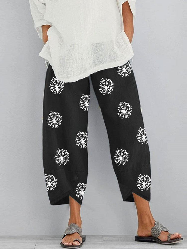 Women loose dandelion printed pants