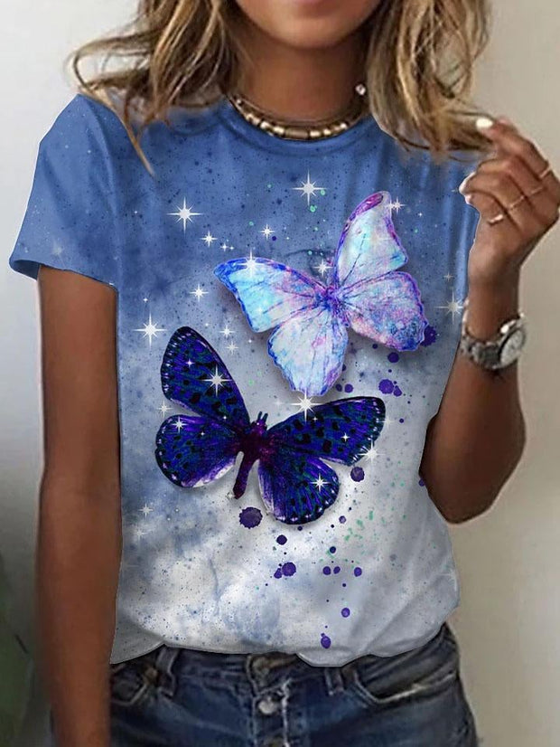 Shining butterfly printed shirt