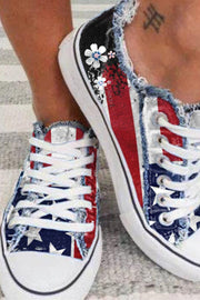 Chic stars and flower printed denim shoes