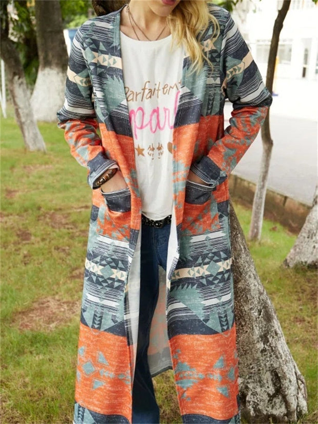 Long sleeve printed pocket outerwear