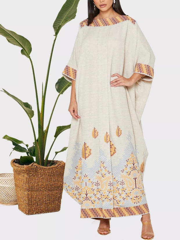 Printed loose simple and elegant abaya
