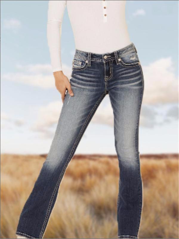 Gradient color women leisure jeans