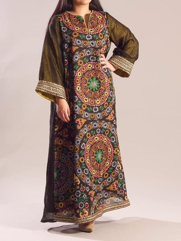 Bohemia style pattern printed maxi dress
