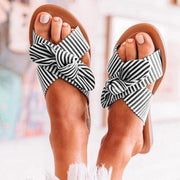 Striped bow leisure sandal