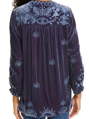 Round neck strappy embroidery shirt