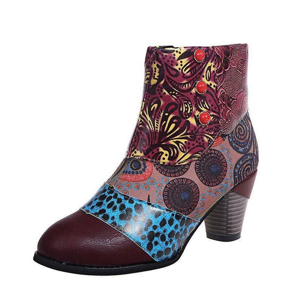 Ethnic style joint zipper boot