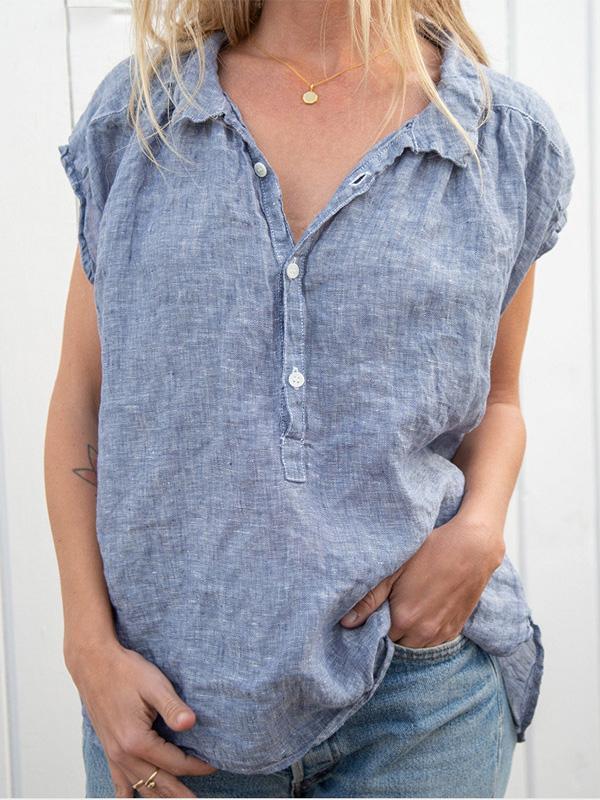 Single-breasted women v neck top