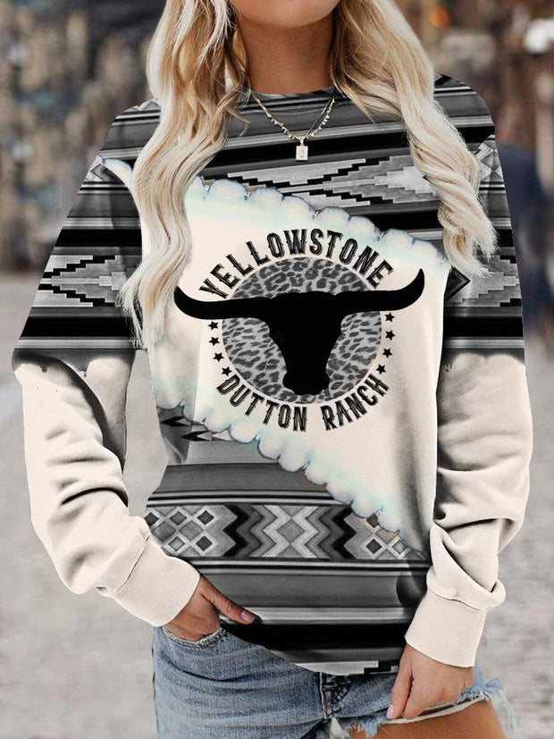 Chic  stone printed long sleeve top
