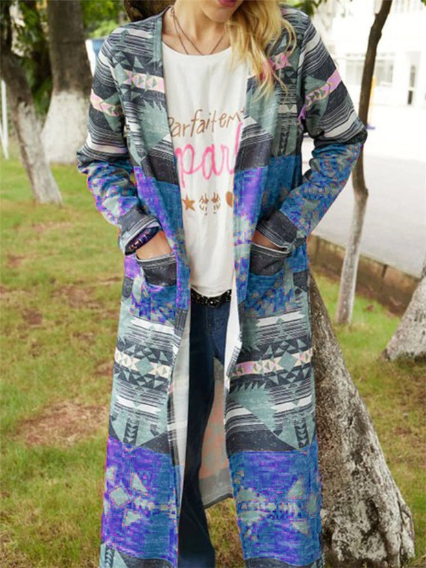 Long sleeve printed pocket outerwear