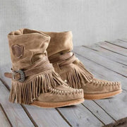 Winter pure color tassels boot