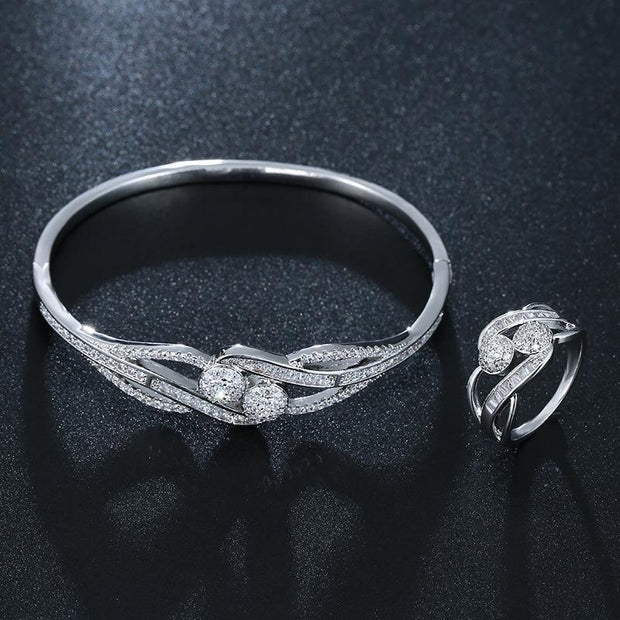 Geometric hollow star silver bracelet ring