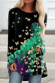 Gold butterfly printed shirt