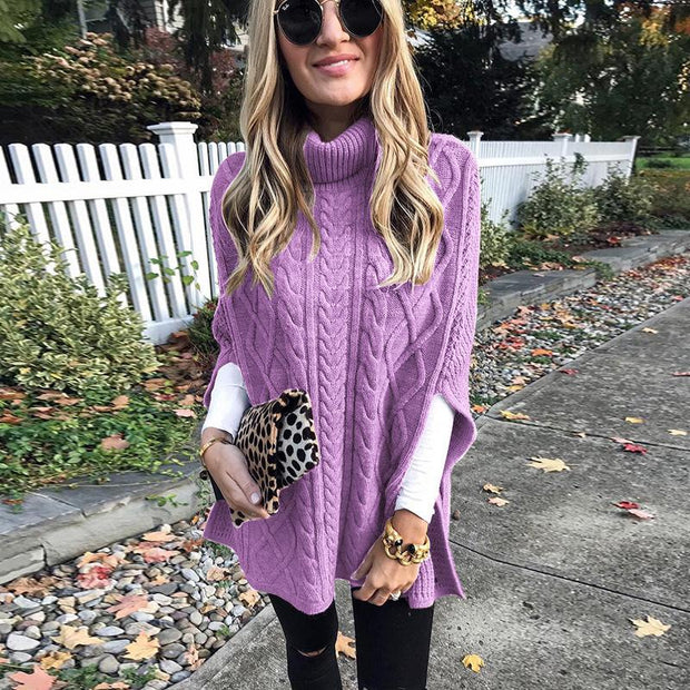 High collar chic colored sweater